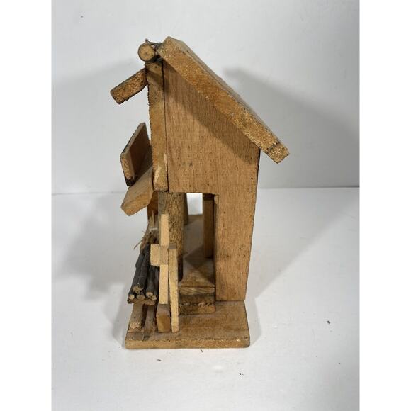 Vintage Handmade Rustic Folk Art Wooden‎ Train Station Depot Railroad Crossing - Picture 7 of 9